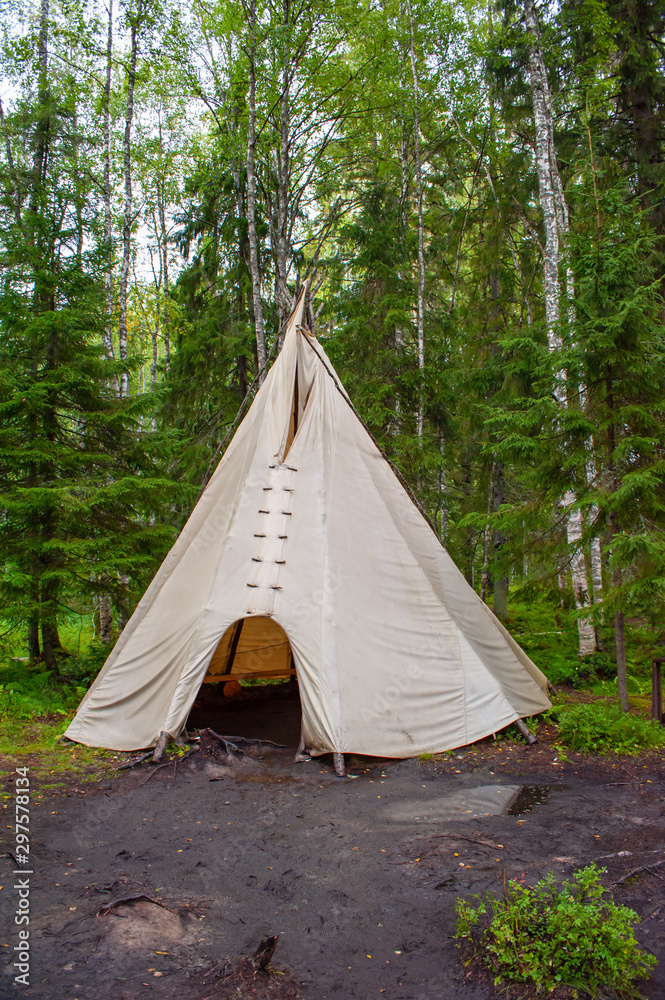 Wigwam teepee in forest Wigwam teepee in forest