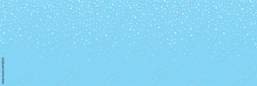 Seamless falling snow or snowflakes. Isolated on blue background - stock vector.
