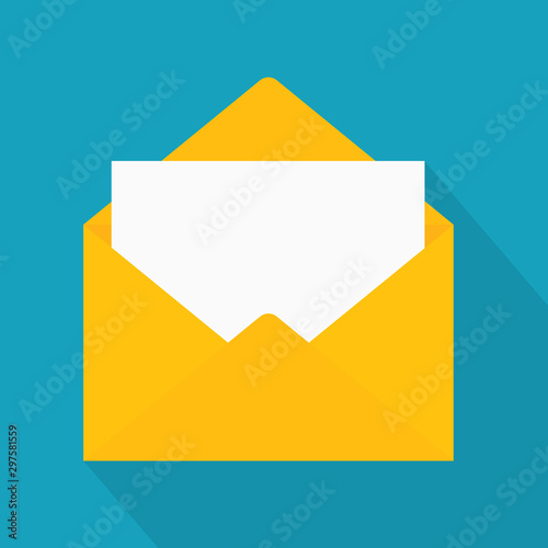 yellow open envelope icon- vector illustration