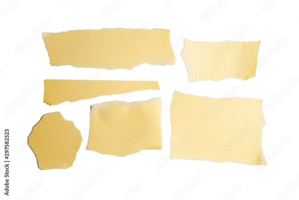 Empty beige paper pieces isolated. Space for text or design