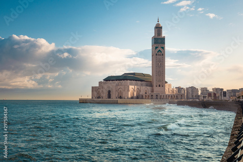 View of Hassan II Mosque between water and sky - Casablanca, Morocco