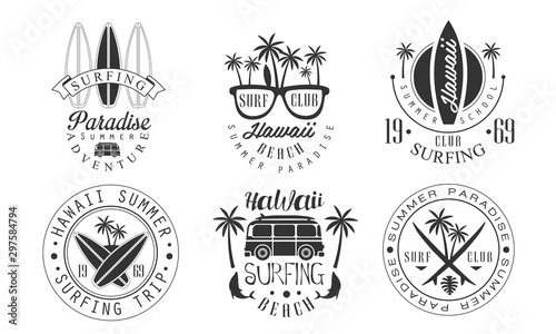 Set of vintage Hawaii logos vector illustration