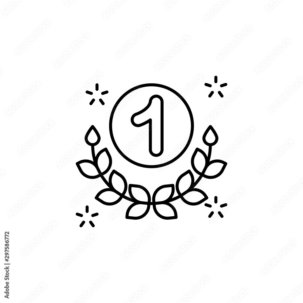 First prize, laurel branch icon. Simple line, outline vector of winning for ui a First prize, laurel branch icon. Simple line, outline vector of winning for ui a