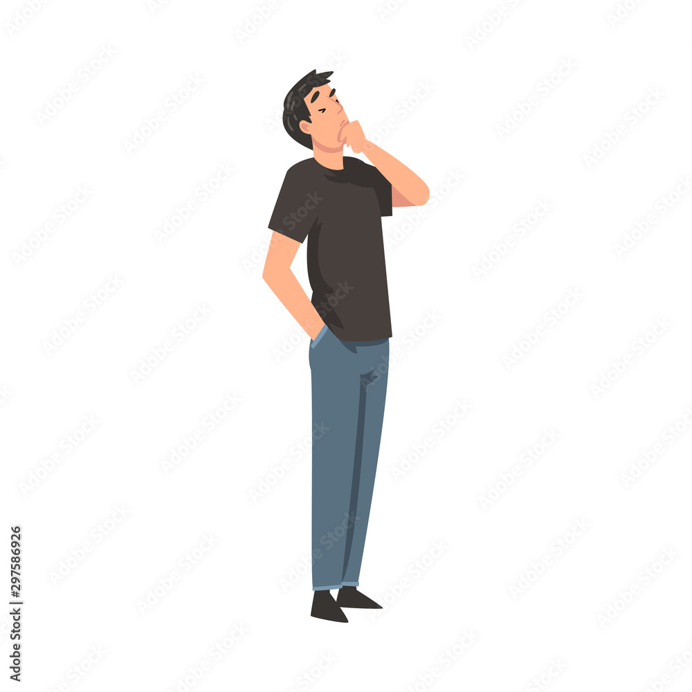 Man thinks about something cartoon vector illustration Man thinks about something cartoon vector illustration