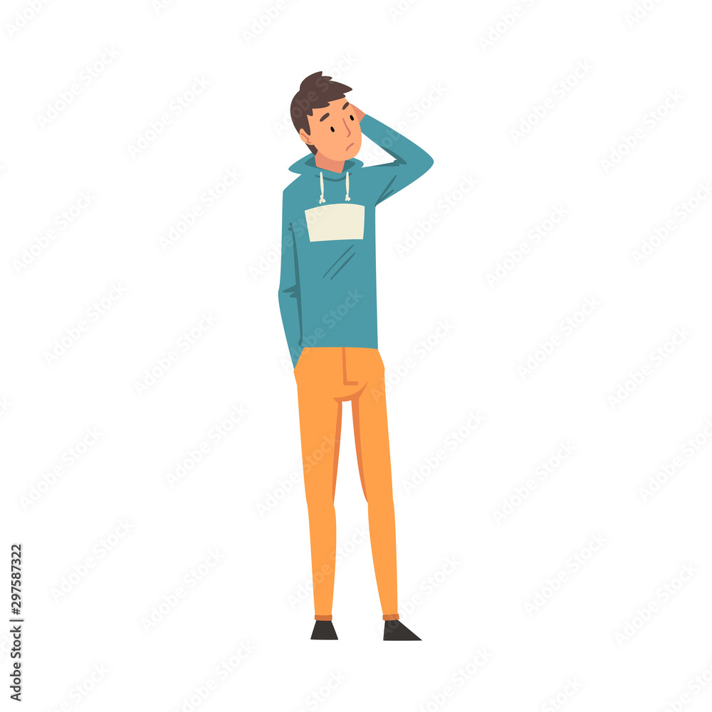 Boy thinks about something cartoon vector illustration Boy thinks about something cartoon vector illustration