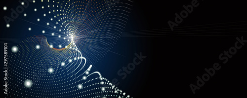 Futuristic particle panorama background design illustration with lights and space for text