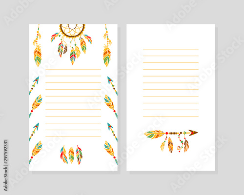 Decorative sheets for notes cartoon vector illustration