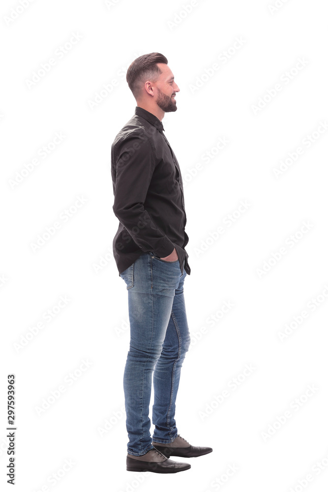 Fototapeta premium side view. modern young man in jeans