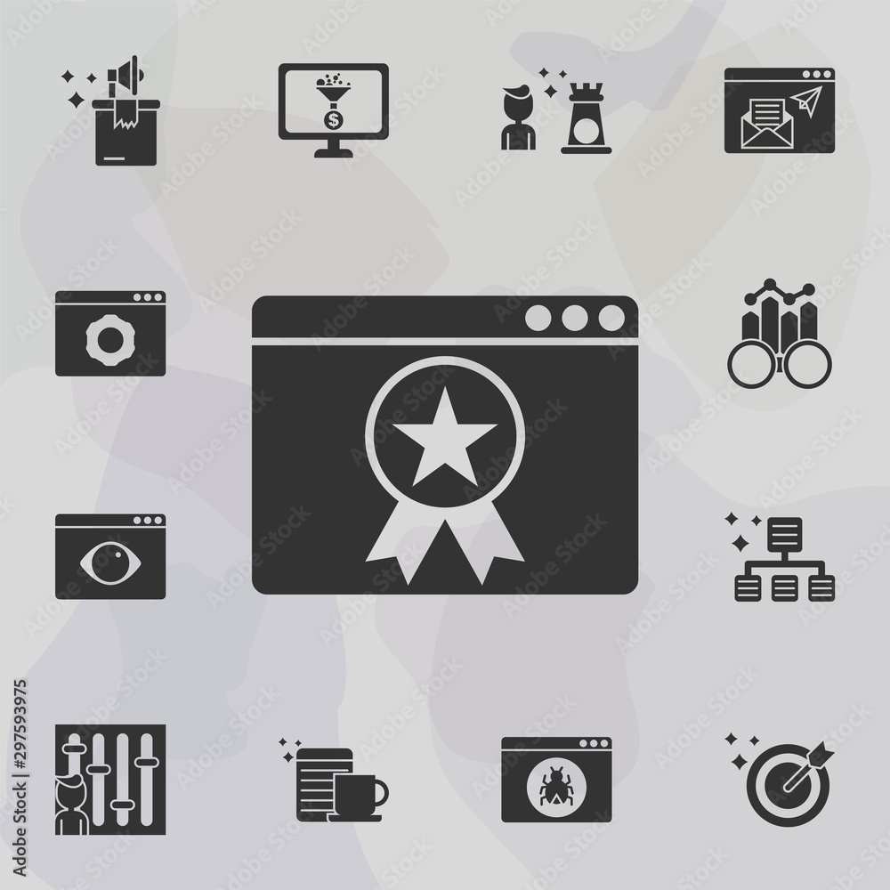 Fototapeta premium Online marketing, webpage icon. Universal set of online marketing for website design and development, app development
