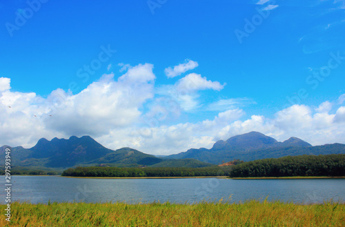 Beauty of the western ghats, a view from the banks of chittar lake, kerala