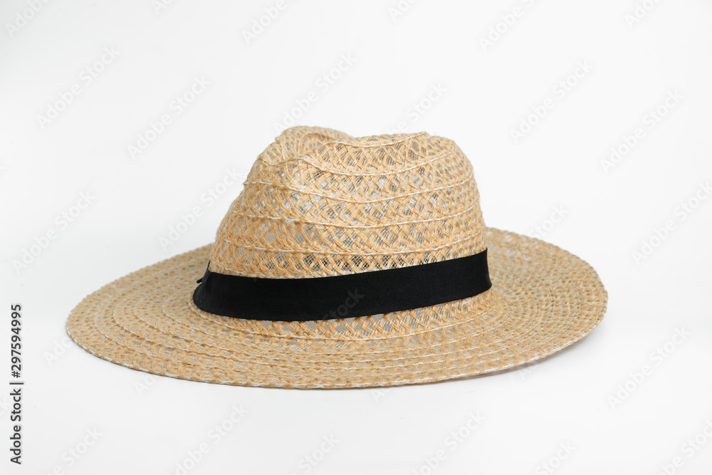 Closeup panama hat on white background.