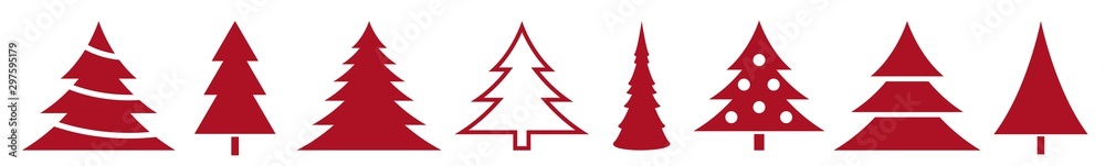 Christmas Tree Red Icon | Fir Tree Adornment Illustration | x-mas Symbol | Logo | Isolated Variations Christmas Tree Red Icon | Fir Tree Adornment Illustration | x-mas Symbol | Logo | Isolated Variations
