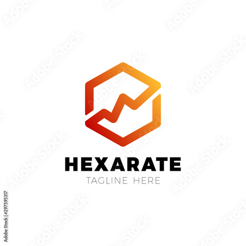 Business Vector Hexagon Logo design with growth rate chart