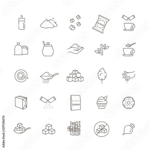 Sugar icon set in thin line style