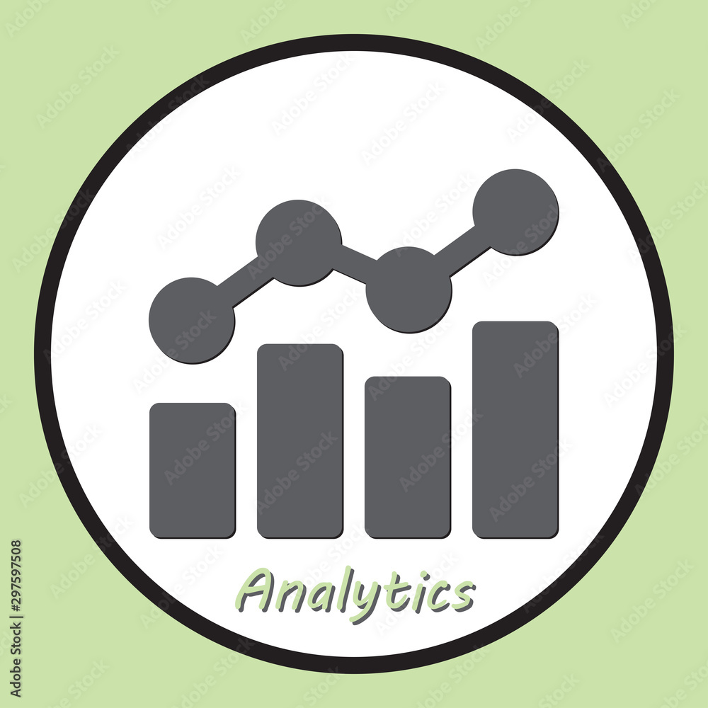 Analytics icon. Modern simple design. Vector illustration with the inscription. Analytics icon. Modern simple design. Vector illustration with the inscription.