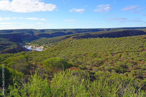 View of the Murchison River gorge in Kalbarri National Park in the Mid West region of Western Australia.