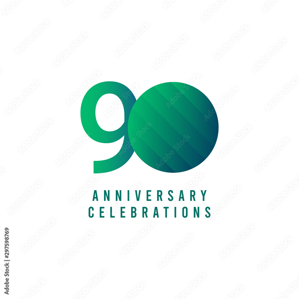 90 Years Anniversary Celebrations Vector Template Design Illustration