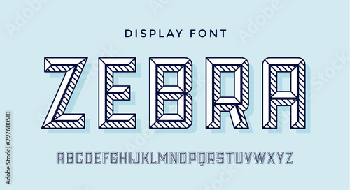 3D Modern Font . White modern line alphabet