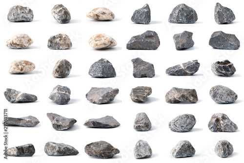Group of Stones collection with soft shadow on white background.