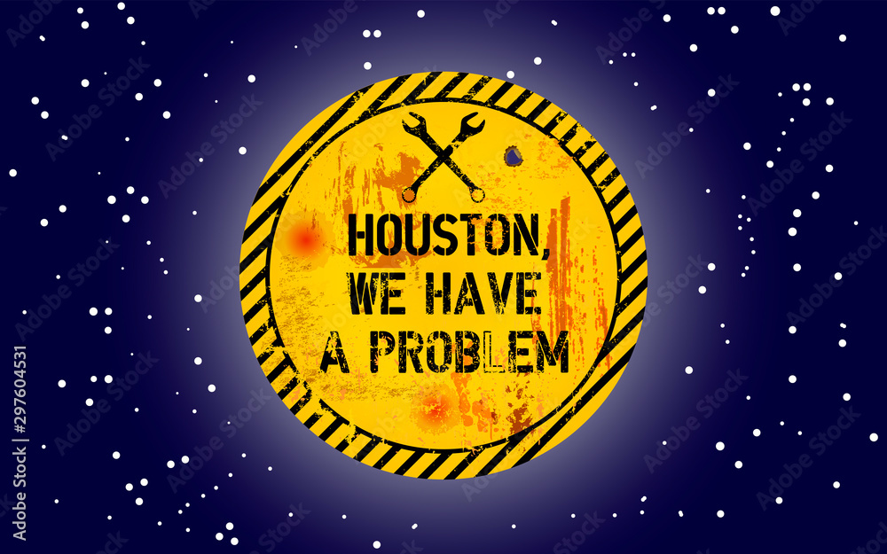 Naklejka premium Grungy website failure warning sign or splash screen, houston, we have a problem, vector illustration,full screen with background