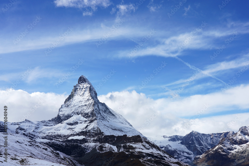 The Matterhorn on a cloudy day, The king of mountains. (Riffelberg station, Zermatt, Switzerland.)