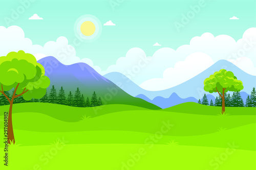 Beautiful Landscape Vector Illustration design, cute, lovely, adorable and scenery landscape design