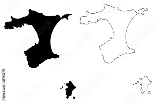 Chatham Islands Region (Regions of New Zealand) map vector illustration, scribble sketch Chatham and Pitt Island map.... photo