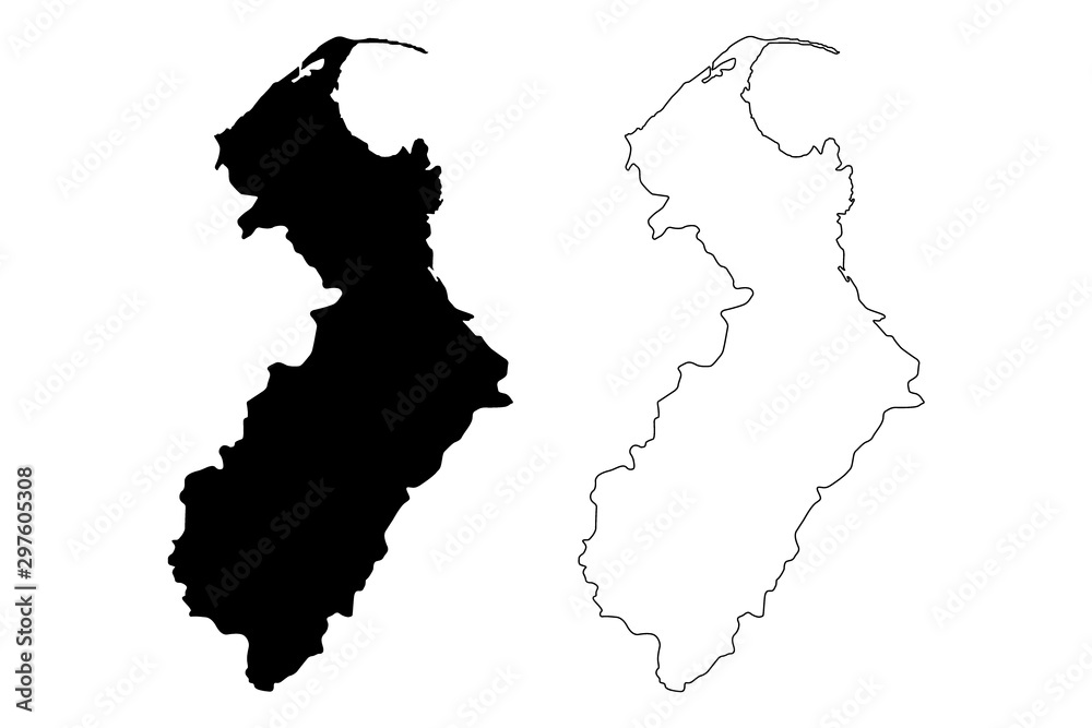 Tasman Region (Regions of New Zealand, South Island) map vector illustration, scribble sketch Tasman District map....