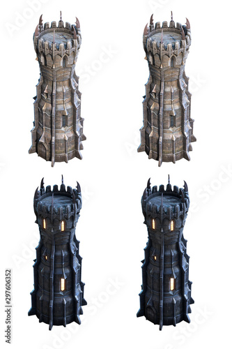 Canvas Print Dark wizard tower set. 3d-render illustration