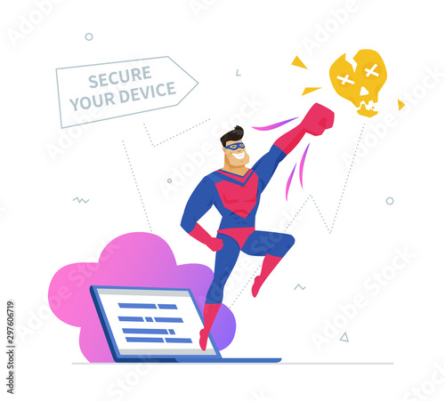 Antivirus software metaphor flat design style vector illustration