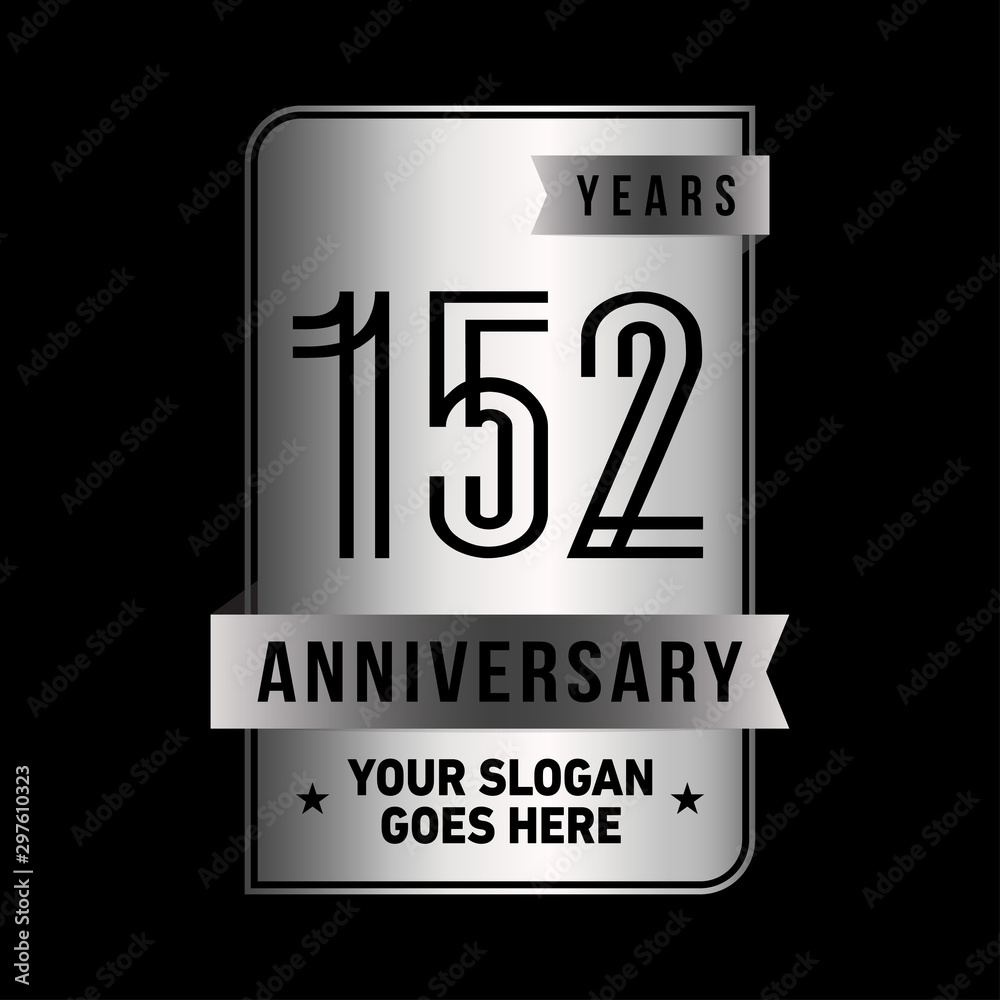 152 years anniversary design template. One hundred and fifty-two years celebration logo. Vector and illustration.