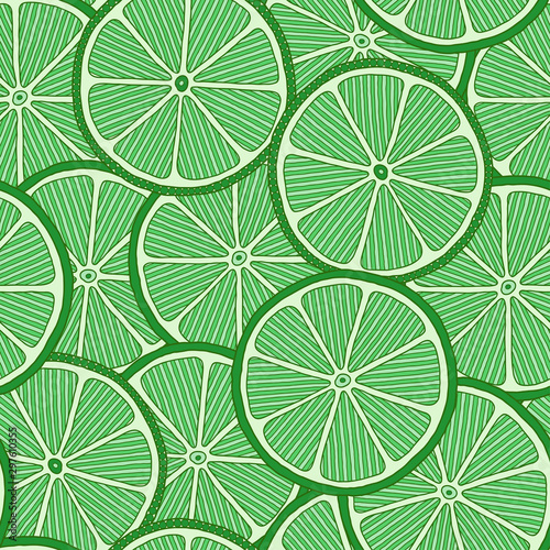 Lime seamless pattern. Colorful sketch limes.