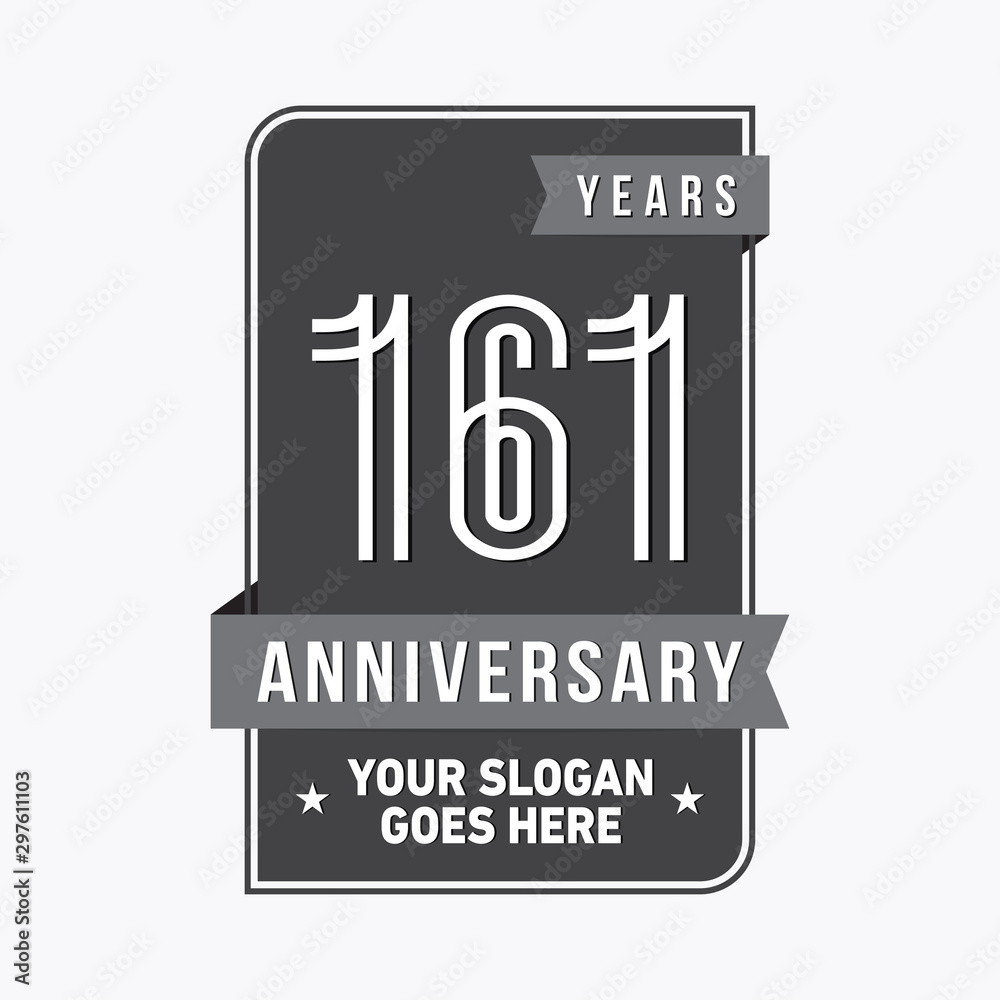 161 years anniversary design template. One hundred and sixty-one years celebration logo. Vector and illustration. 161 years anniversary design template. One hundred and sixty-one years celebration logo. Vector and illustration.