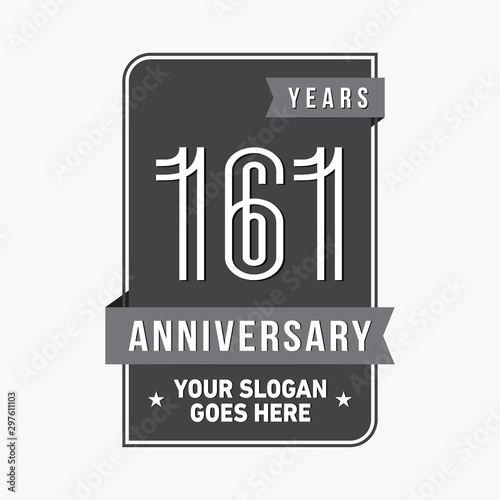 161 years anniversary design template. One hundred and sixty-one years celebration logo. Vector and illustration.