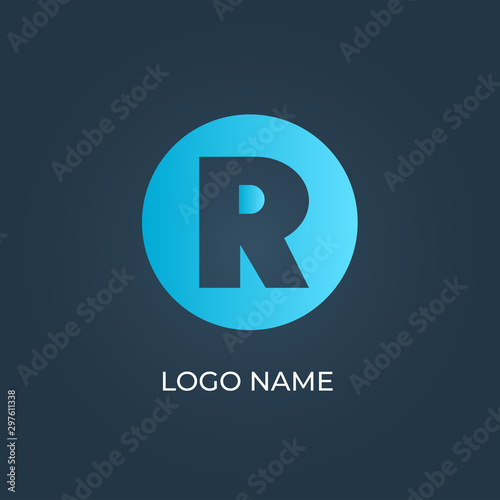 Letter "R" logo isolated. Alphabet with circle shape