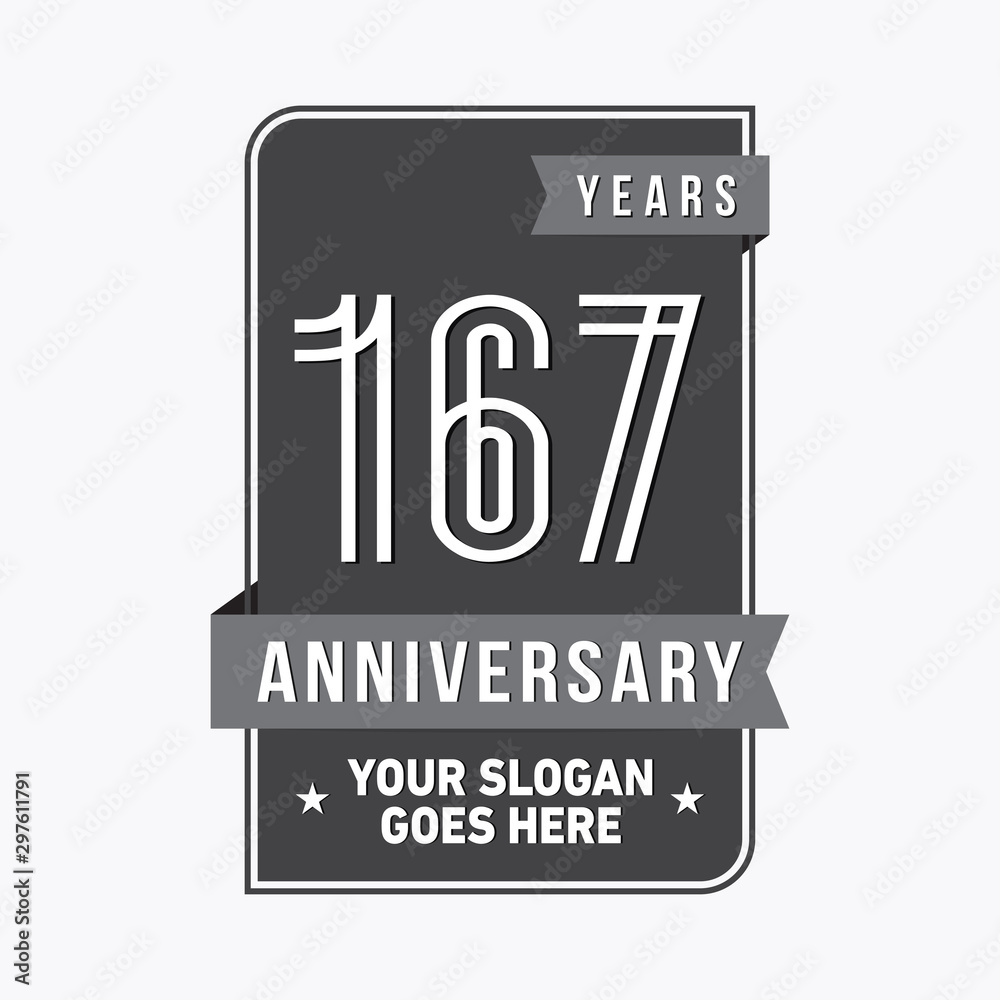 167 years anniversary design template. One hundred and sixty-seven years celebration logo. Vector and illustration. 167 years anniversary design template. One hundred and sixty-seven years celebration logo. Vector and illustration.