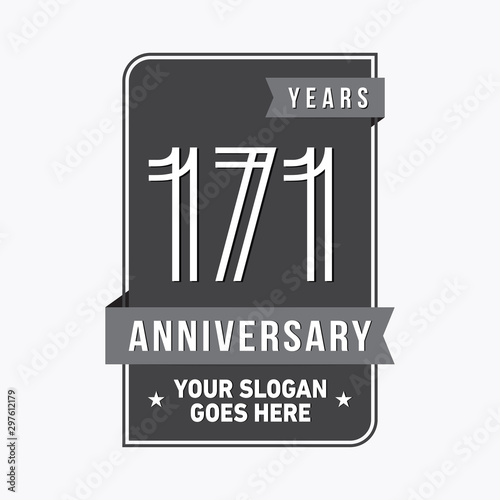 171 years anniversary design template. One hundred and seventy-one years celebration logo. Vector and illustration.