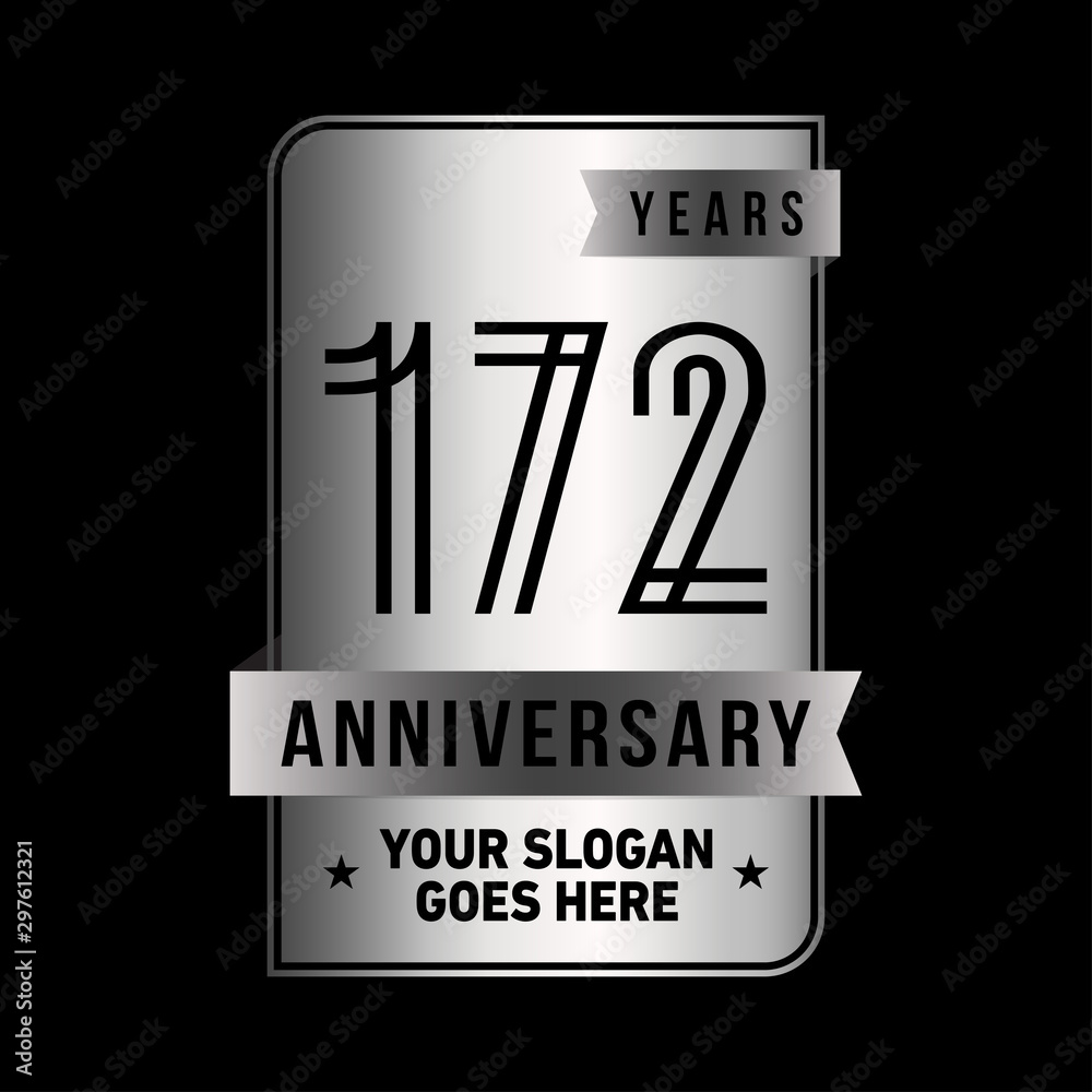 172 years anniversary design template. One hundred and seventy-two years celebration logo. Vector and illustration. 172 years anniversary design template. One hundred and seventy-two years celebration logo. Vector and illustration.