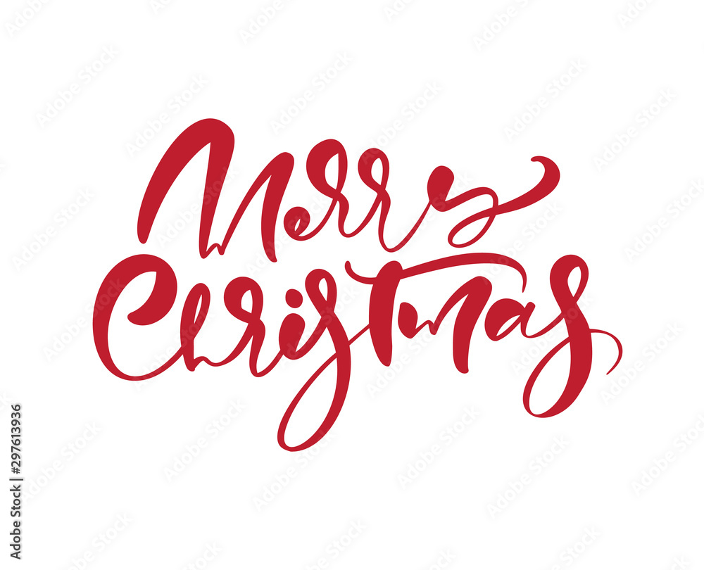 Merry Christmas vector calligraphic handwritten text. Xmas holidays lettering for greeting card, poster, modern winter season postcard, brochure