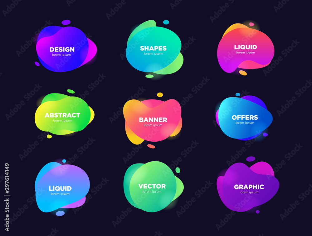 Abstract Graphic elements Vector, Gradient abstract banners with flowing liquid shapes