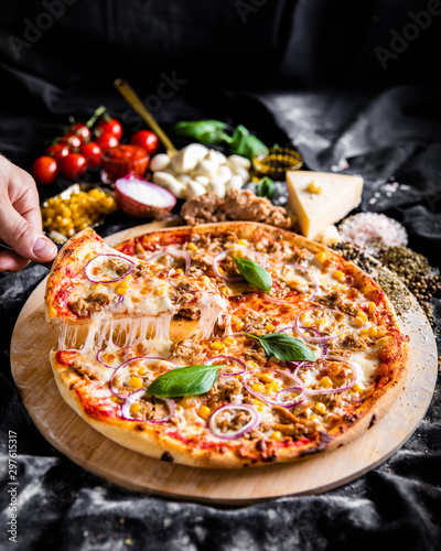 Italian pizza with ingredients