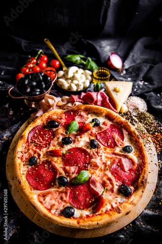 Italian pizza with ingredients