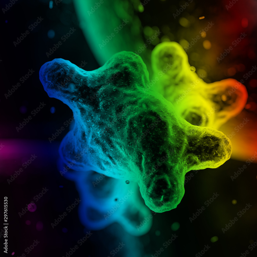 Virus Cells or Bacteria Microscopic View. 3d Rendering Virus Cells or Bacteria Microscopic View. 3d Rendering