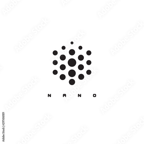 an illustration consisting of two different images of atoms in the form of a logo