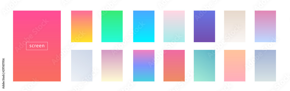 gradient modern background set. Screen vector design for mobile app