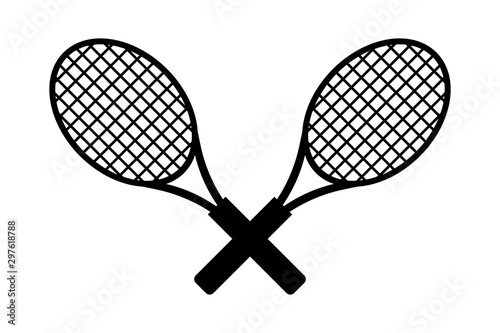 Canvas Print Two tennis racket icon. Cross position of tennis racket