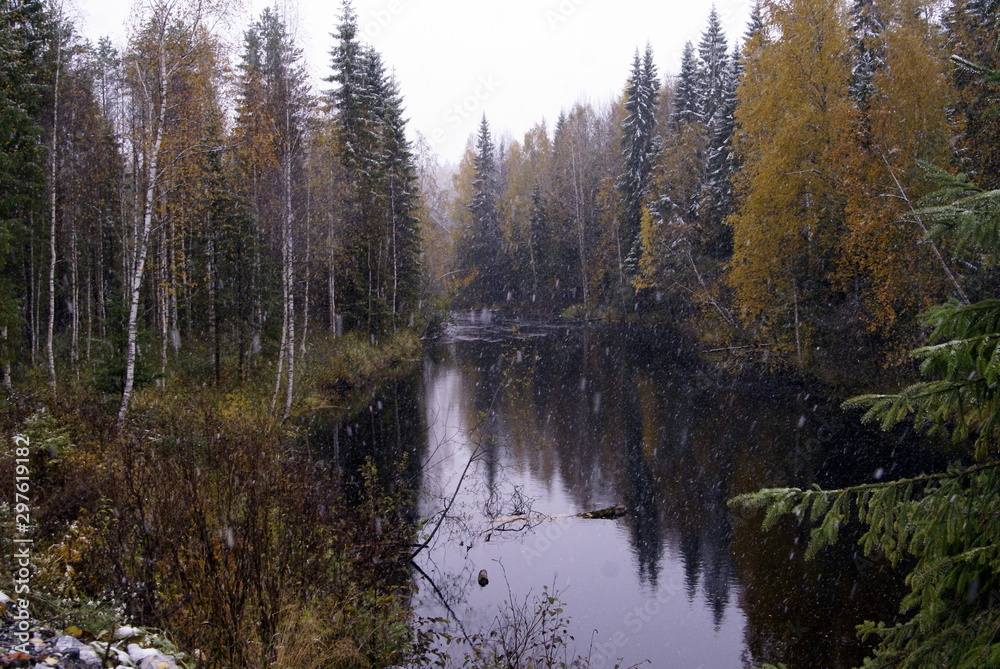 Karelia Russia 10/10/2019: Ruskeala Mountain Park