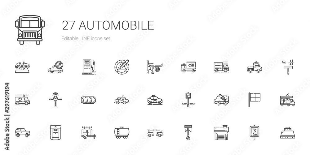 automobile icons set automobile icons set