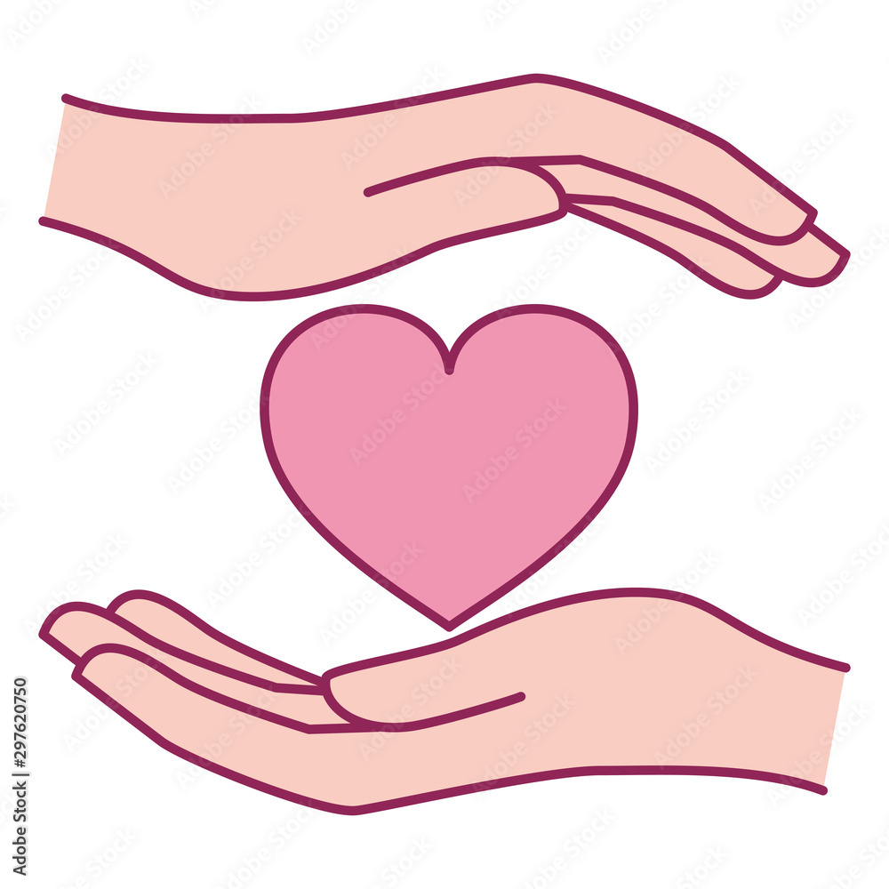 hands with heart breast cancer charity icon hands with heart breast cancer charity icon