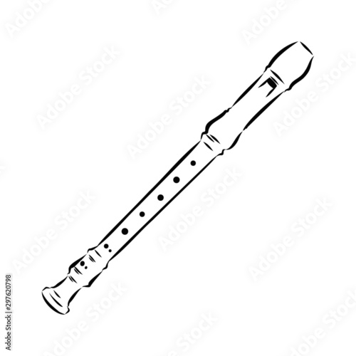 golden guitar flute isolated on white background